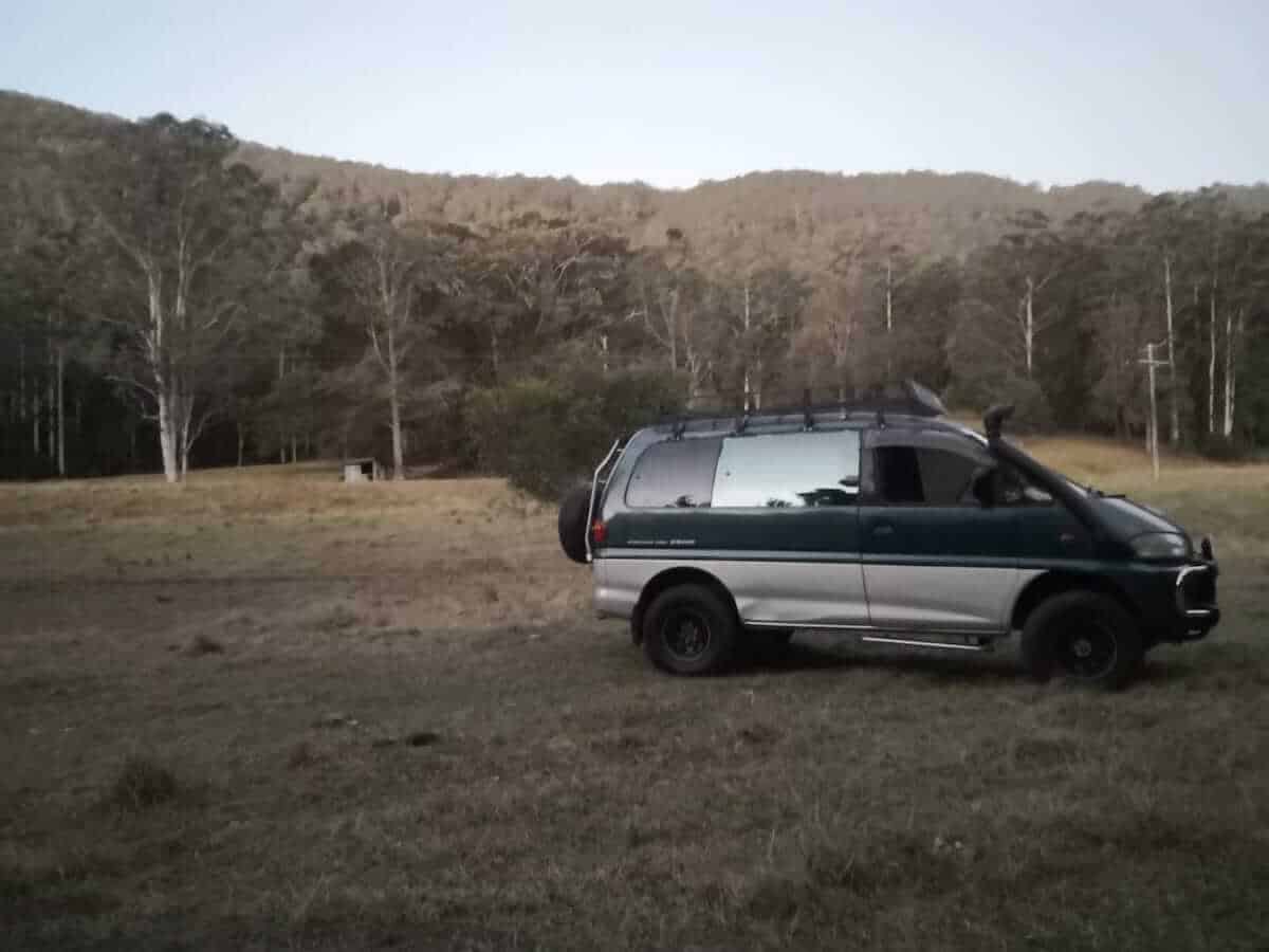 camping in a delica van