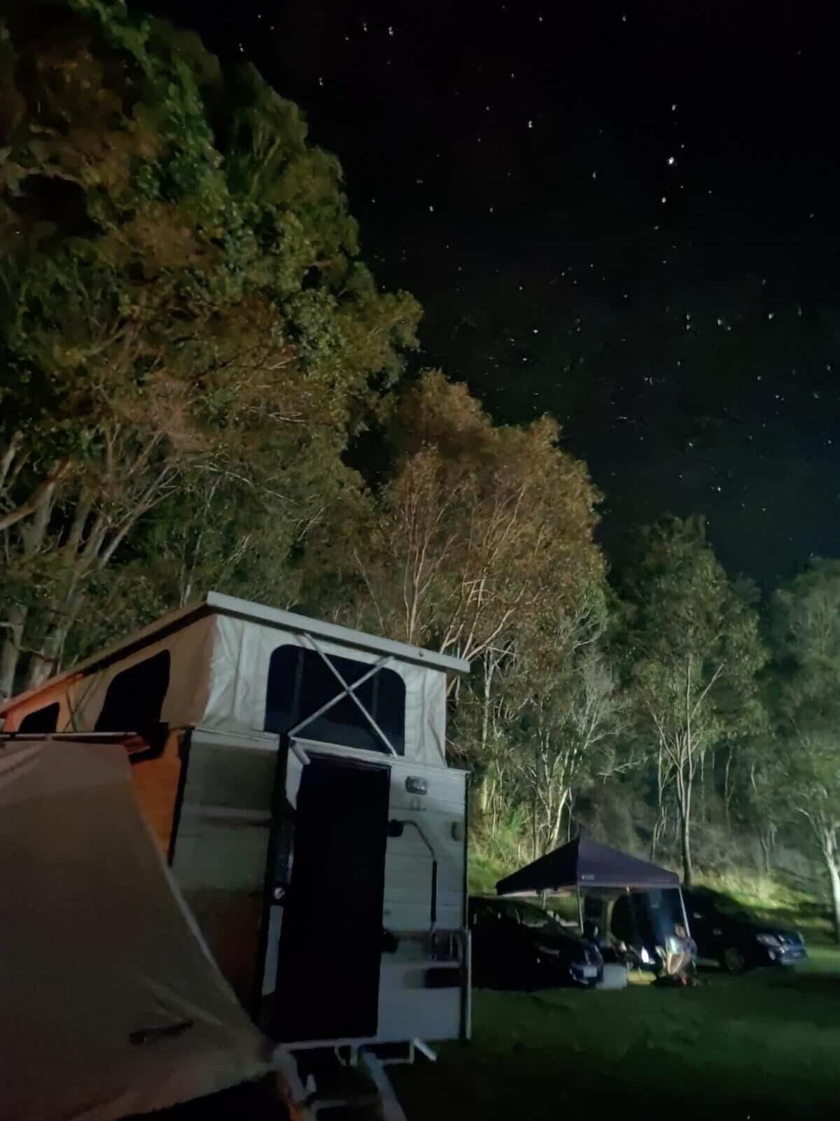 slide on camper in brisbane at night