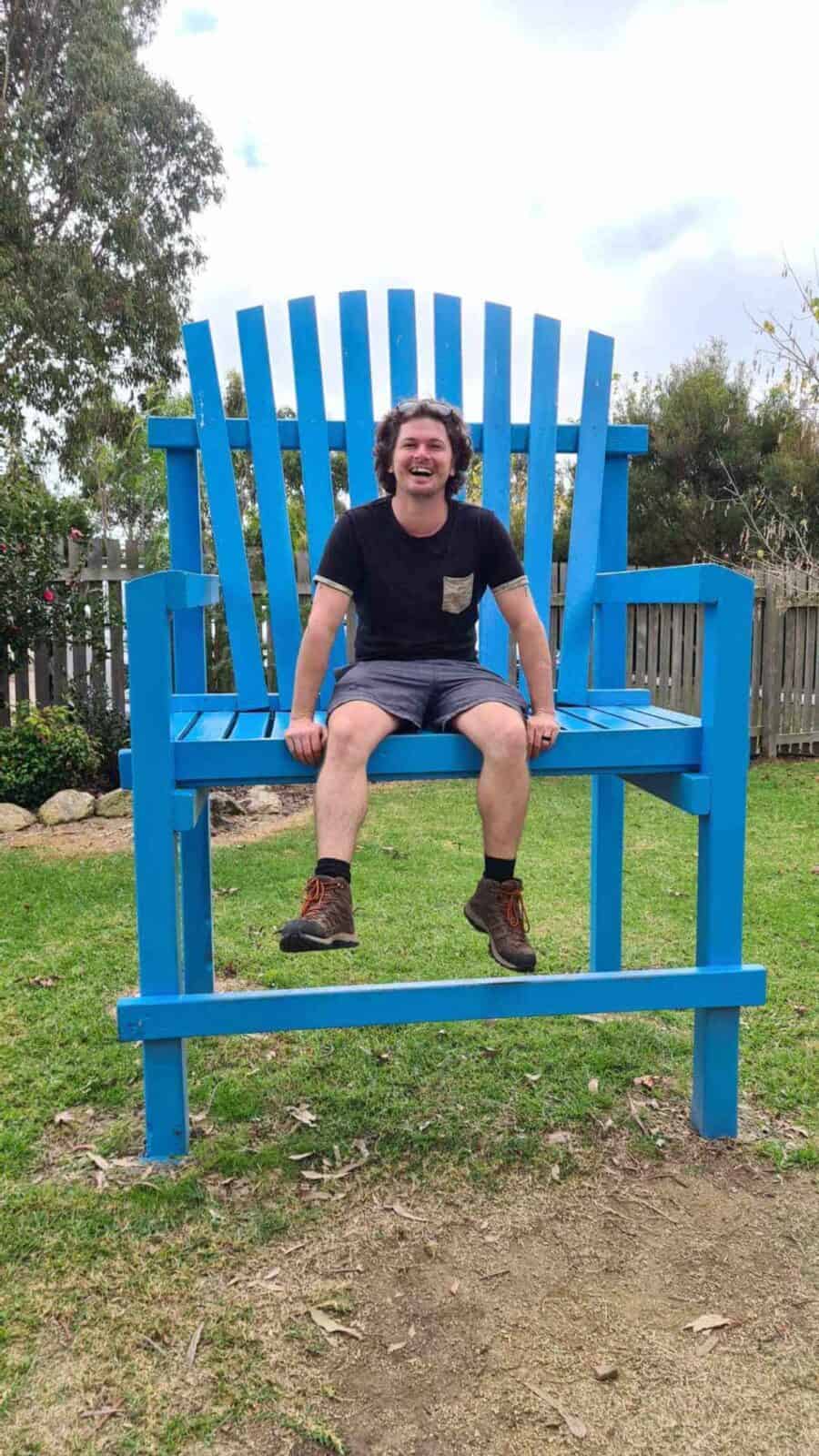 nick in giant chair in granite belt maze