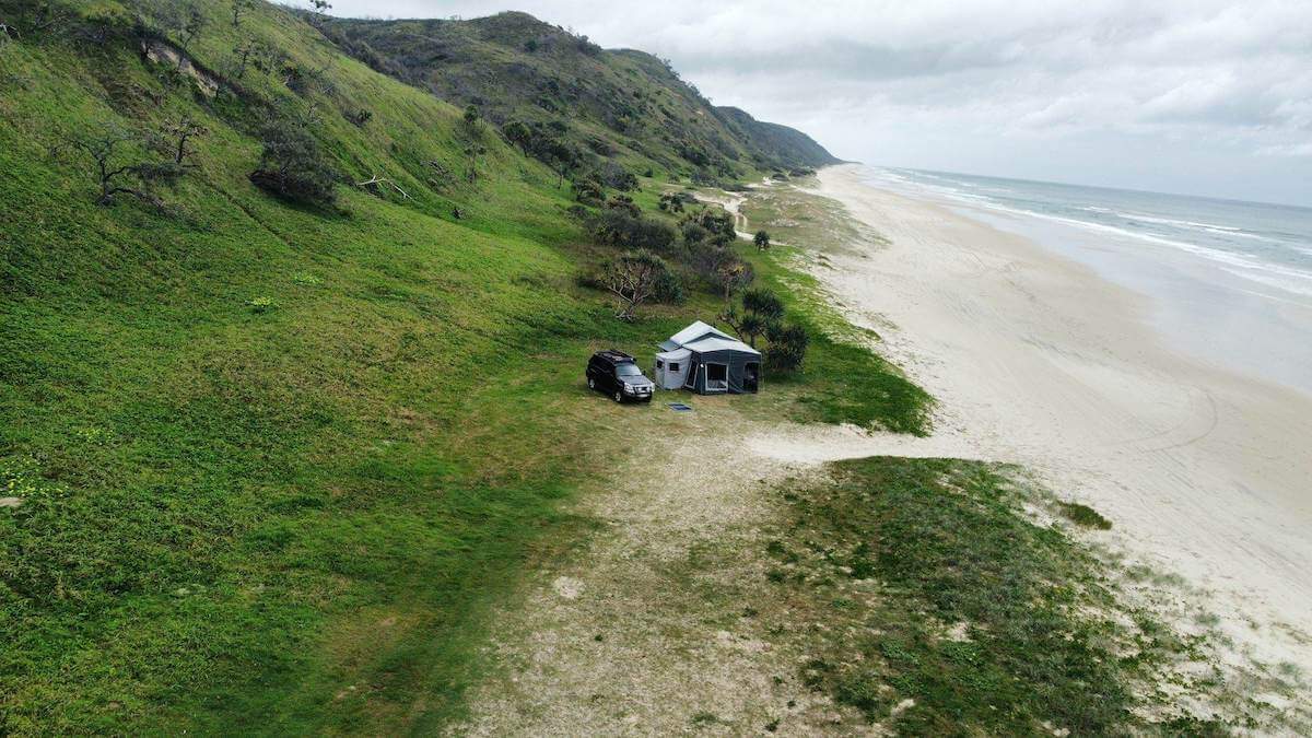 beach camping at fraser island.