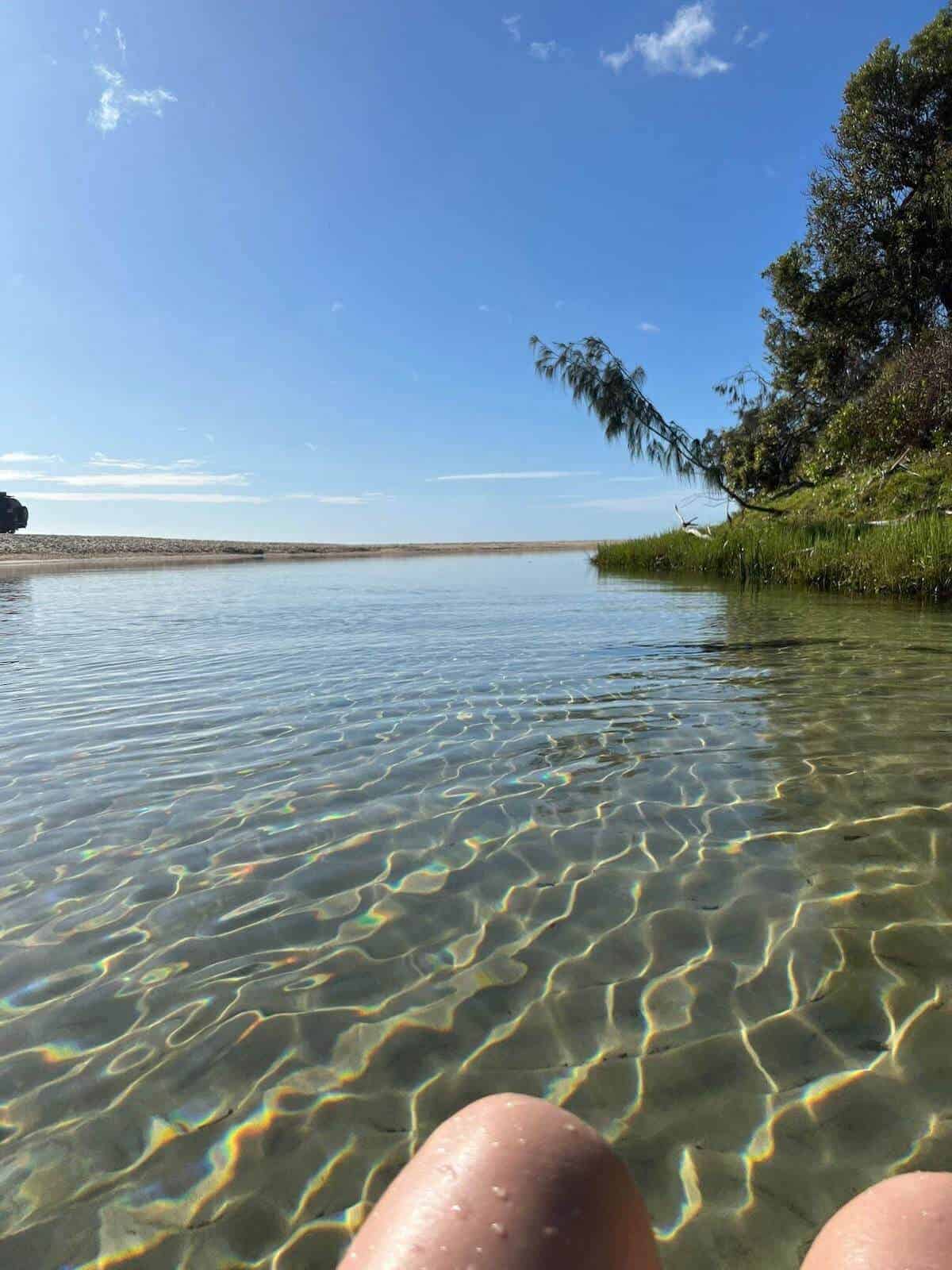 floating down eli creek on fraser island