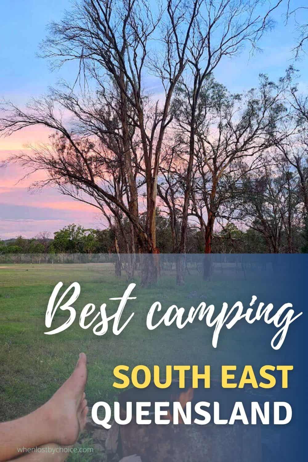 Pinterest image with text best camping south east queensland