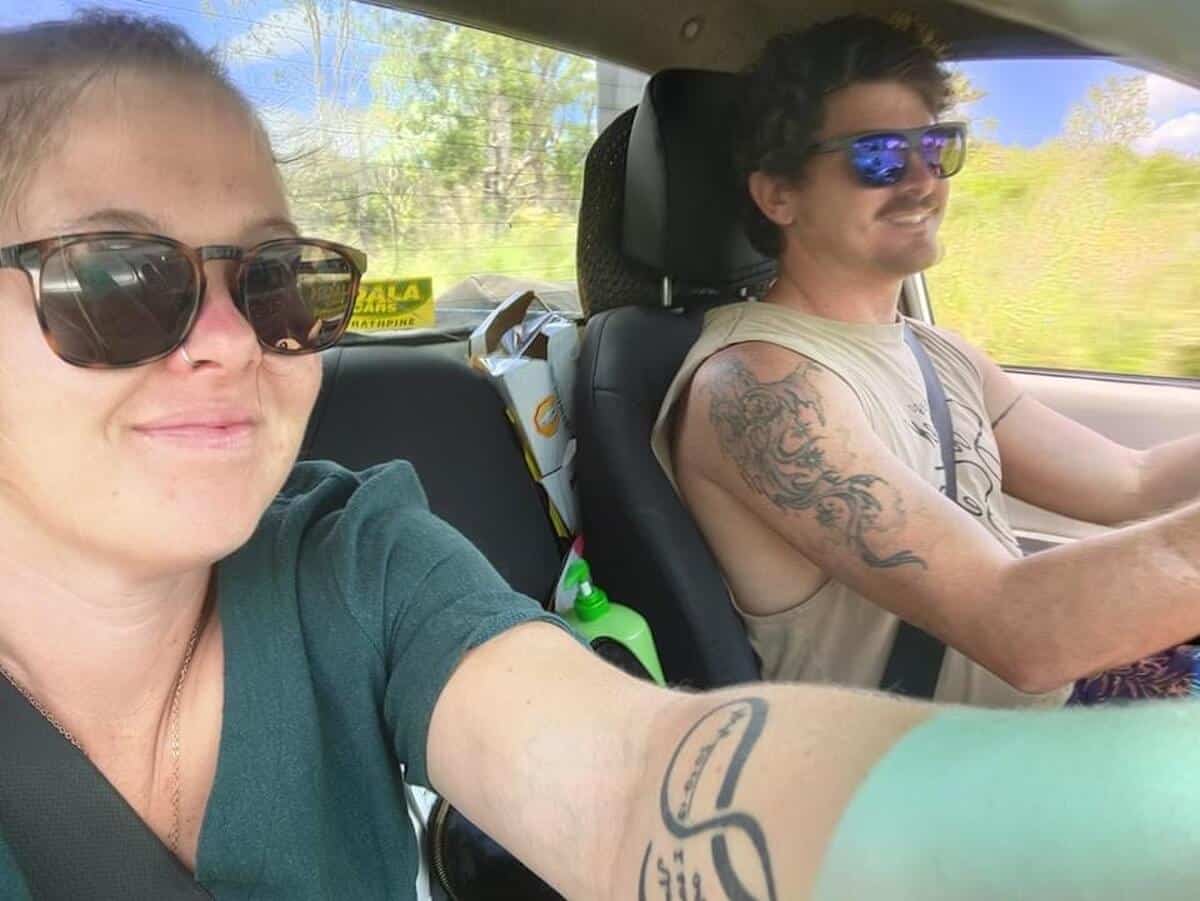 Shannon and nick in the car on a road trip