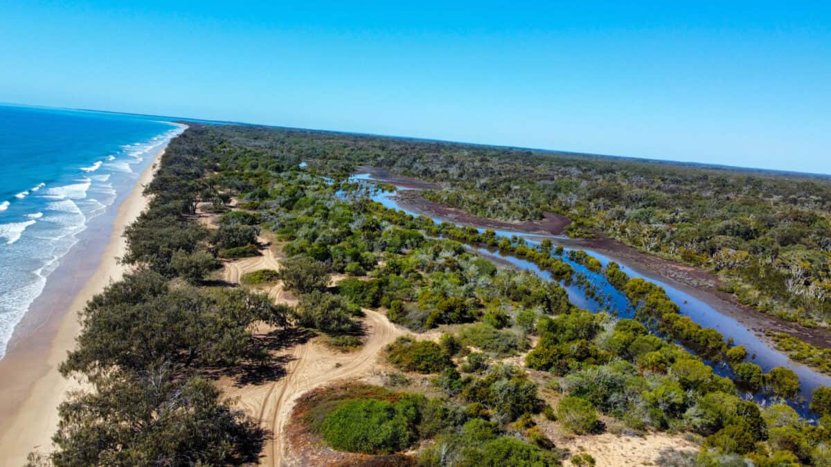 drone photography of beach camping at Kinkuna National Park 