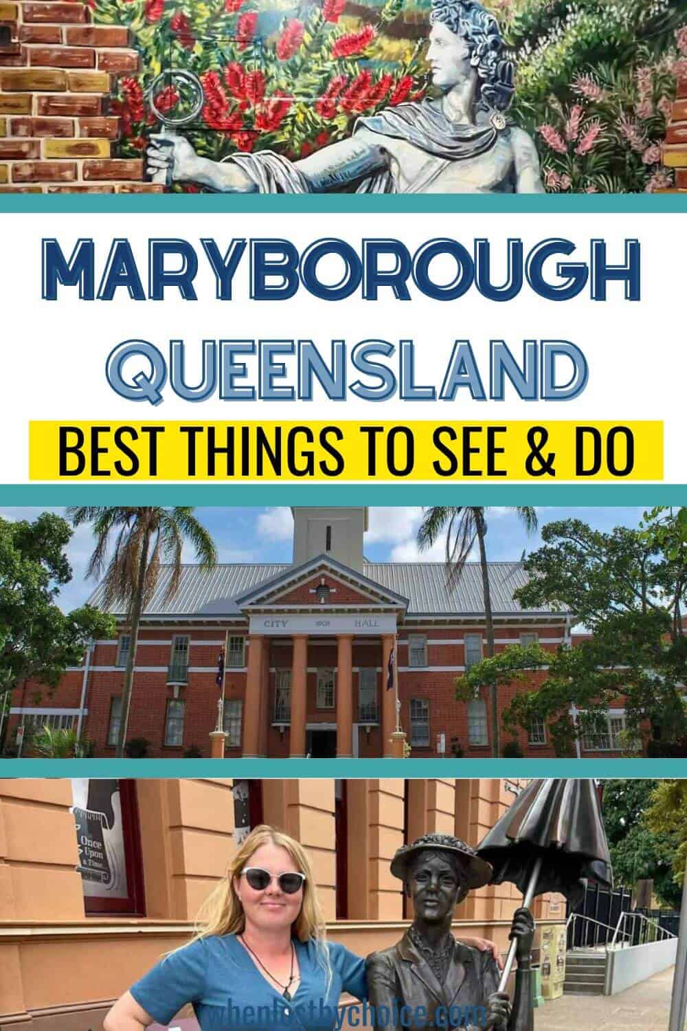 collage of places in maryborough and text reading best things to do in maryborough queensland