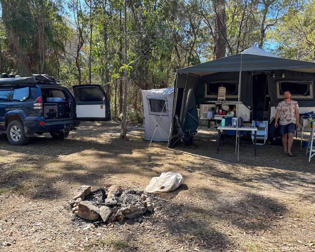 Camper trailer at Agnes Water Hipcamp.